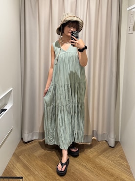 「アイテム（ワンピース/ドレス）」を使った、narunaさん（レディース・159cm）の夏コーディネート