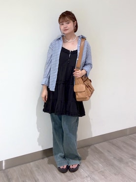 「FREE'S MART（フリーズマート）のアイテム（ワンピース）」を使った、narunaさん（レディース・159cm）の夏コーディネート
