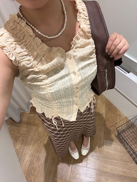 「アイテム（トートバッグ）」を使った、narunaさん（レディース・159cm）の夏コーディネート