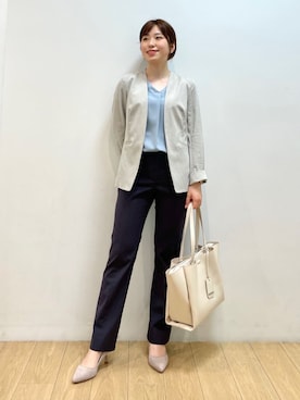 「麻ジャケット」｜ゆいぴーさん（レディース・156cm）の春コーディネート