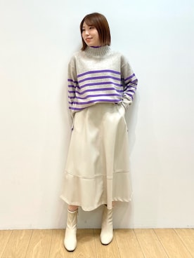 「レザースカート」｜「アイテム（その他）」を使った、ゆいぴーさん（レディース・155cm）の秋コーディネート