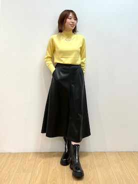 「レザースカート」｜「アイテム（その他）」を使った、ゆいぴーさん（レディース・155cm）の秋コーディネート