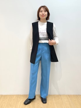 「インディヴィ」｜「アイテム（ベスト）」を使った、ゆいぴーさん（レディース・155cm）の秋コーディネート