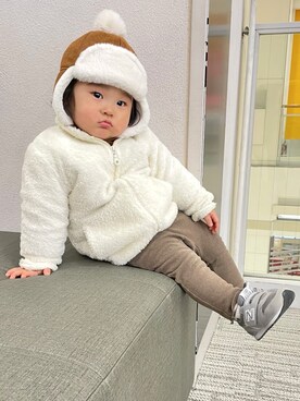 「ammy.（エイミードット）のアイテム（帽子）」を使った、chumu☺︎さん（キッズ・80cm）の冬コーディネート