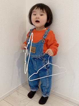 「Guess（ゲス）のアイテム（オールインワン・サロペット）」を使った、chumu☺︎さん（キッズ・80cm）の冬コーディネート