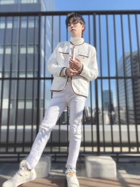 「クリスマス」｜「アイテム（ノーカラージャケット）」を使った、kooooki13さん（メンズ・177cm）の冬コーディネート