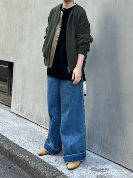 「パイル」｜「アイテム（ジャケット/アウター）」を使った、moniさん（レディース・155cm）の春コーディネート