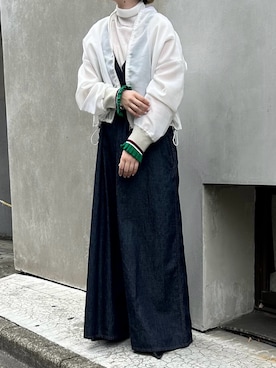 「ブルゾン」｜「アイテム（サロペット/オーバーオール）」を使った、moniさん（レディース・155cm）の秋コーディネート