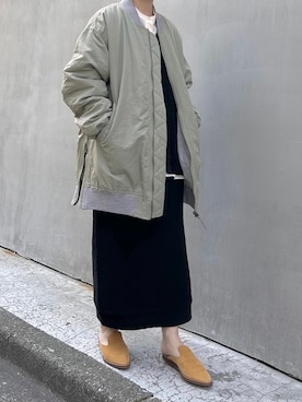 「コート」｜「アイテム（MA-1）」を使った、moniさん（レディース・155cm）の秋コーディネート