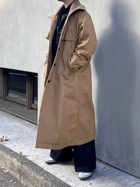 「コート」｜「アイテム（サロペット/オーバーオール）」を使った、moniさん（レディース・155cm）の冬コーディネート