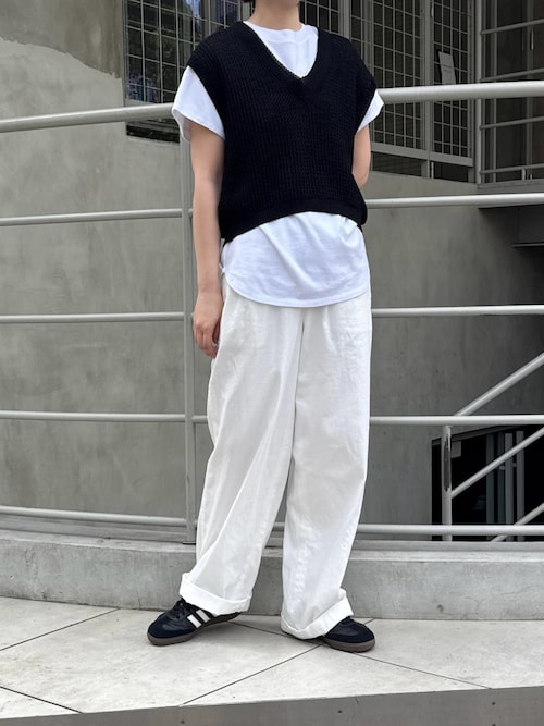 リネンコットンクロスバレルパンツ