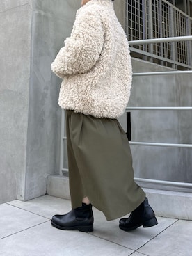 「ファーコート」｜「アイテム（シャツワンピース）」を使った、moniさん（レディース・155cm）の冬コーディネート