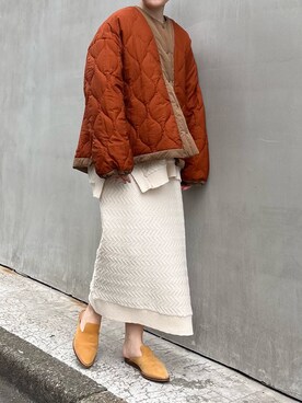 「ショートダウン」｜「アイテム（ブルゾン）」を使った、moniさん（レディース・155cm）の秋コーディネート