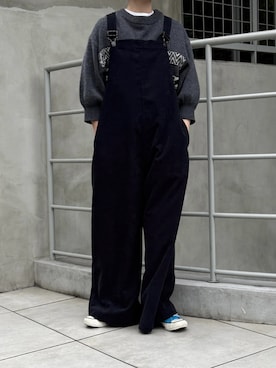 「アイテム（オールインワン・サロペット）」を使った、moniさん（レディース・155cm）の冬コーディネート