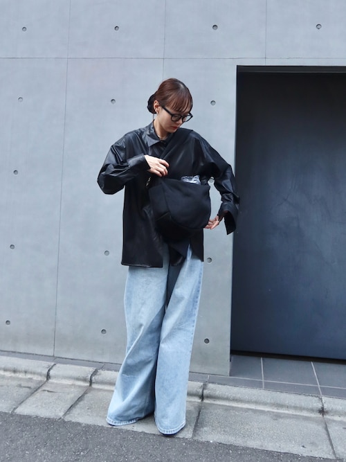 LA PEAU DE GEM】eco leather shirt/エコレザーシャツ（シャツ