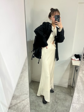 「アイテム（ノーカラージャケット）」を使った、moekaさん（レディース・164cm）の秋コーディネート