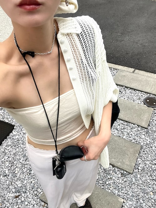 メッシュポロカーディガン　lapeaudegem LA PEAU DE GEM】mesh polo cardigan/メッシュポロカーディガン