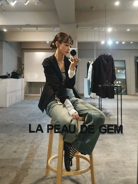 「アイテム（ノーカラージャケット）」を使った、moekaさん（レディース・164cm）の春コーディネート