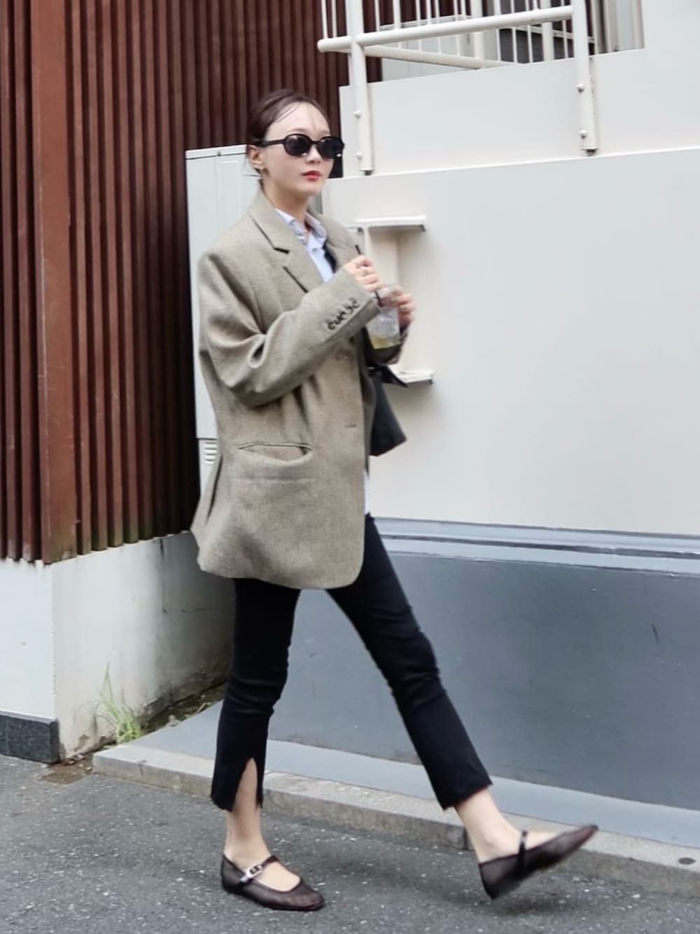 LA PEAU DE GEM】check single breasted jacket/チェックシングル