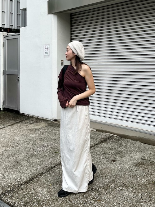 セール】【LA PEAU DE GEM】beltless nylon skirt/ベルトレス