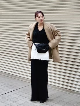 「アイテム（ピーコート）」を使った、moekaさん（レディース・164cm）の冬コーディネート