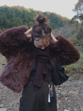 「アイテム（マフラー）」を使った、moekaさん（レディース・164cm）の秋コーディネート