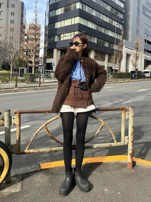 セール】【LA PEAU DE GEM】luxe shaggy c/n cardigan/リュクス