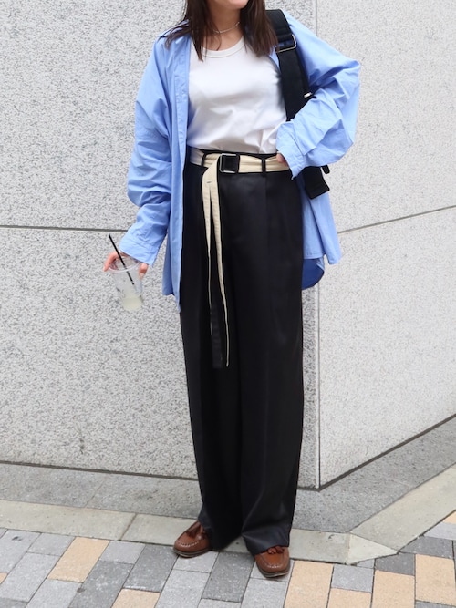 velor slacks 36 ラポドゥジェム　LA PEAU DE GEM セール】【LA PEAU DE GEM】belted slacks/ベルトスラックス