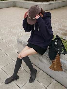 「TODAYFUL（トゥデイフル）のVibramsole Leather Mockshoes（モカシン/デッキシューズ、ブラウン系）」を使った、moekaさん（レディース・164cm）の秋コーディネート