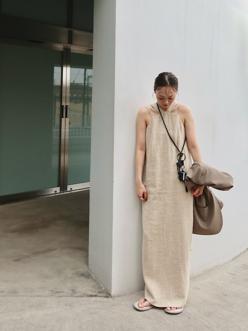 LA PEAU DE GEM】linen long one piece/リネンロングワンピ