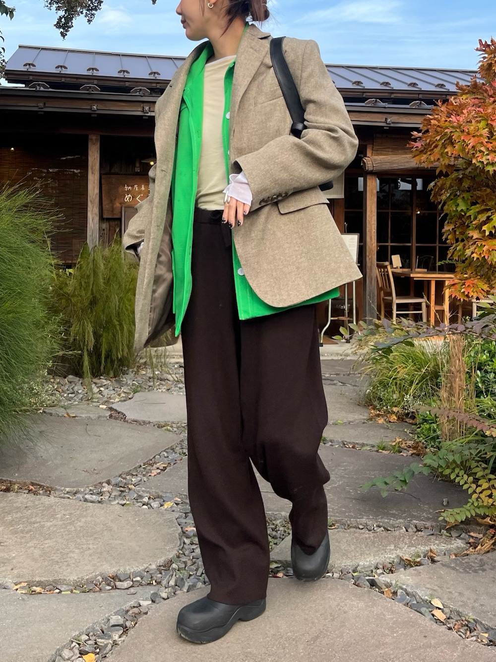 LA PEAU DE GEM】check single breasted jacket/チェックシングル