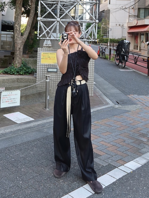 LA PEAU DE GEM】belted slacks/ベルトスラックス（スラックス