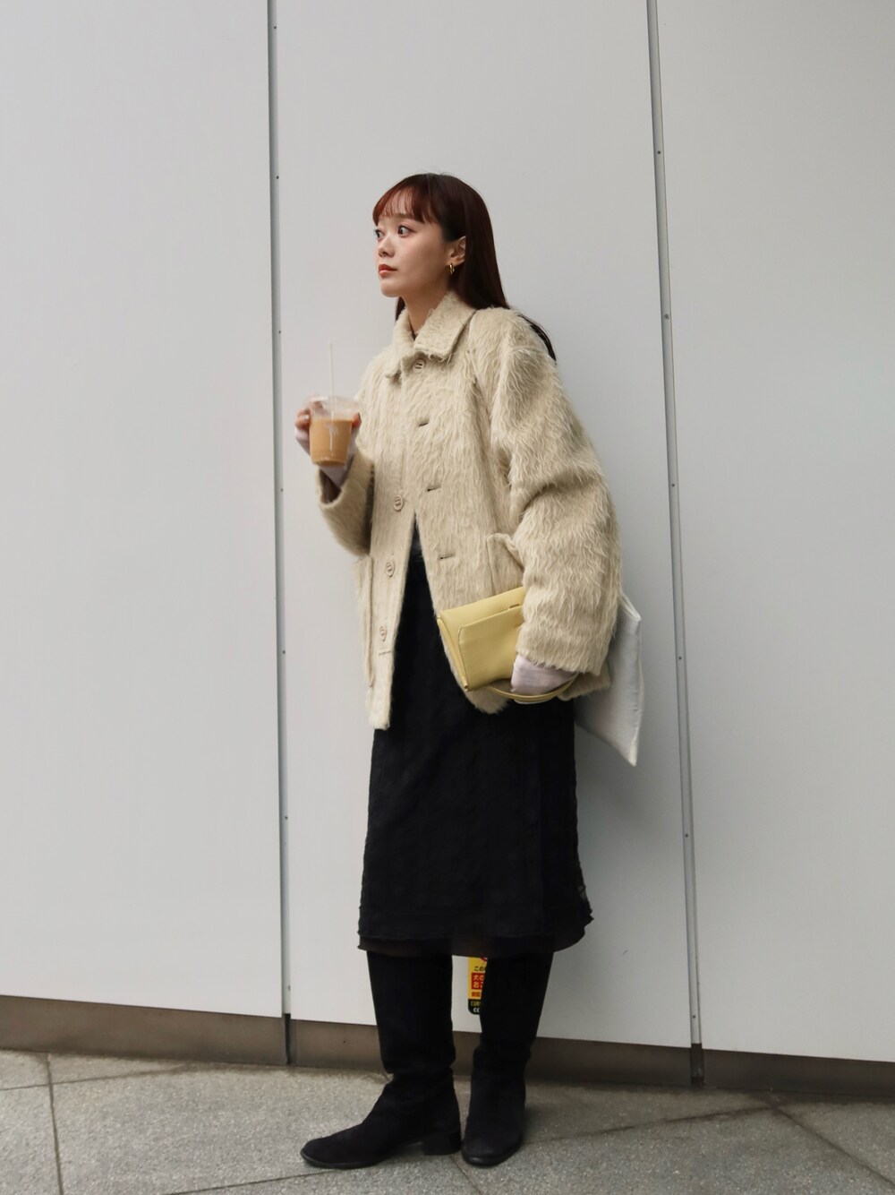 LA PEAU DE GEM】 シャギーミドルコートを使った人気ファッション