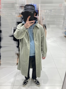 Uniqlo ユニクロ のステンカラーコート グリーン系 を使ったメンズ人気ファッションコーディネート Wear