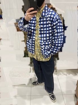 「オーバーサイズシャツ」｜「アイテム（その他アウター）」を使った、みつぴょんさん（メンズ・170cm）の春コーディネート
