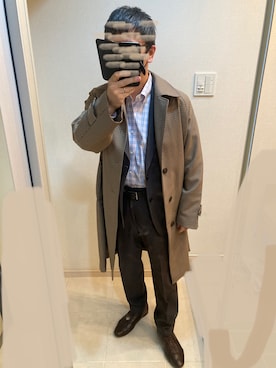 「UNIQLO U」｜「アイテム（ステンカラーコート）」を使った、みつぴょんさん（メンズ・170cm）の秋コーディネート