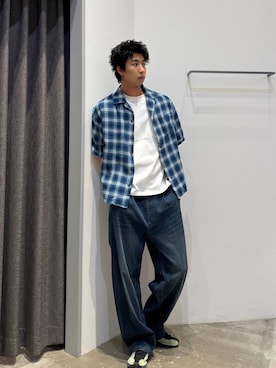 「BAYFLOW（ベイフロー）の【ストレッチ】ソフトデニムカーブパンツ（デニムパンツ、ブルー系）」を使った、riiiin0804さん（メンズ）の春コーディネート