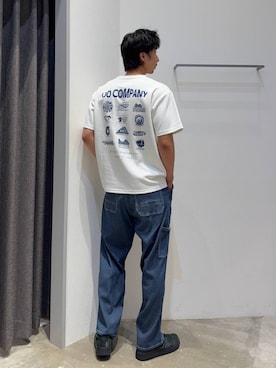 「BAYFLOW（ベイフロー）の［柔らかくて穿きやすい］メッシュデニムペインターパンツ【ストレッチ・ウエストイージー仕様】（デニムパンツ、ブルー系）」を使った、riiiin0804さん（メンズ）の夏コーディネート