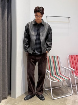 「BAYFLOW（ベイフロー）のオーバーダイボーダーTシャツ（Tシャツ/カットソー、グレー系）」を使った、riiiin0804さん（メンズ）の秋コーディネート