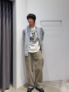「BAYFLOW（ベイフロー）の【ストレッチ】ヴィンテージライクチノパンツ[セットアップ可]（チノパンツ、ベージュ系）」を使った、riiiin0804さん（メンズ）の春コーディネート