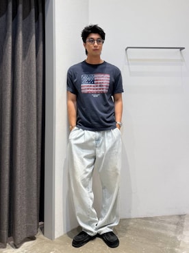 「BAYFLOW（ベイフロー）の【ELEPHANT BRAND(エレファントブランド)】別注アソートTシャツ（Tシャツ/カットソー、グレー系）」を使った、riiiin0804さん（メンズ）の夏コーディネート
