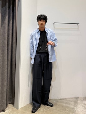 「BAYFLOW（ベイフロー）のウェリントンサングラス25SS（その他小物、ブラウン系）」を使った、riiiin0804さん（メンズ）の春コーディネート