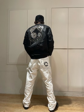 「ストリートファッション」｜「アイテム（MA-1）」を使った、†fuya†さん（メンズ・172cm）の春コーディネート