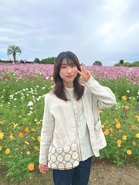 「アイテム（ノーカラージャケット）」を使った、ピタちゃんさん（レディース・153cm）の秋コーディネート