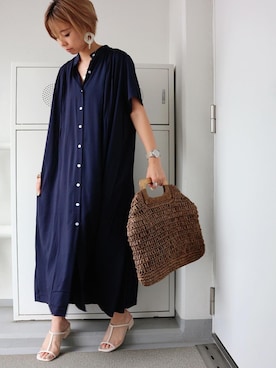 「COOLなこのコが仲間入り」｜「アイテム（シャツワンピース）」を使った、asmさん（レディース・161cm）の夏コーディネート