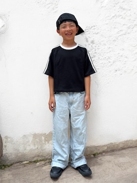 「VANS（バンズ）のVANS ヴァンズ 17-22 MARVERICK マーベリック V3858K WR BLACK/BLACK（スニーカー）」を使った、dadandanさん（キッズ・126cm）の夏コーディネート