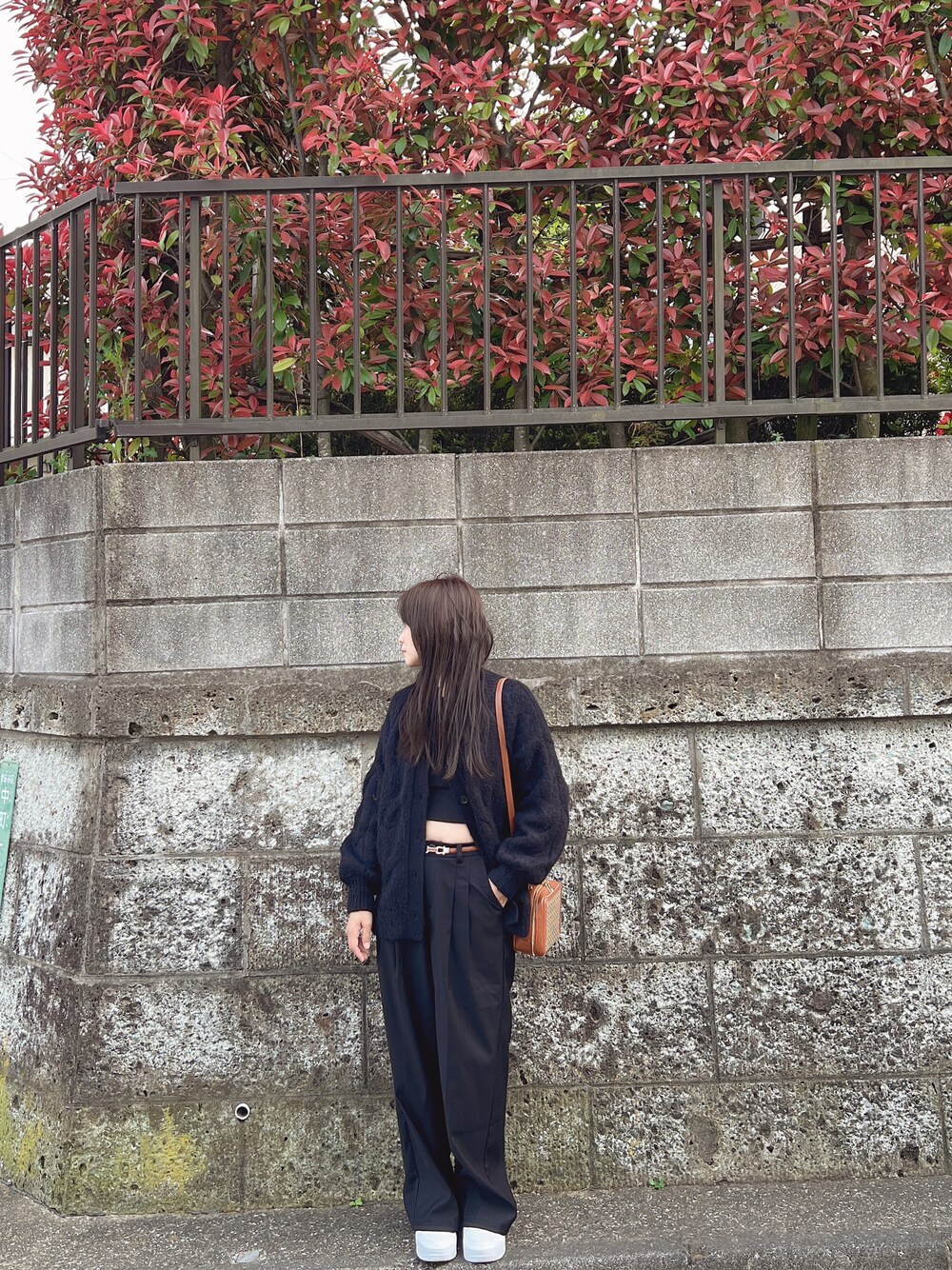 「大人かわいい、adidas originals、LOWRYS FARM、ROPE' PICNIC(ROPE' PICNIC)、moussy、PAZZO、black、ootd」｜「MOUSSYのMONOGRAM MINI HANDLE バッグ（ショルダーバッグ、ブラウン系）」を使った、こうさん（レディース・160cm）の春コーディネートの1枚目の写真
