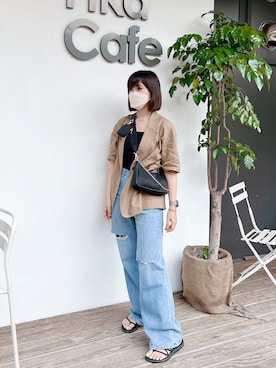 「Teva（テバ）の【Teva/テバ】VOYA INFINITY：サンダル◆（サンダル、ブラック系）」を使った、エビイ-Abby-🦦さん（レディース・159cm）の夏コーディネート