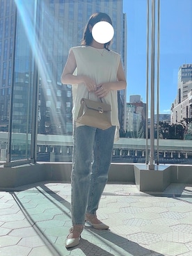 「GRL（グレイル）のテーパードデニムパンツ（デニムパンツ）」を使った、鯖さん（レディース・147cm）の夏コーディネート