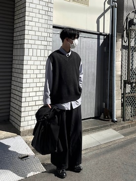 「RUUBON（ルーボン）のアイテム（ベスト）」を使った、akiwear1551さん（メンズ・169cm）の春コーディネート